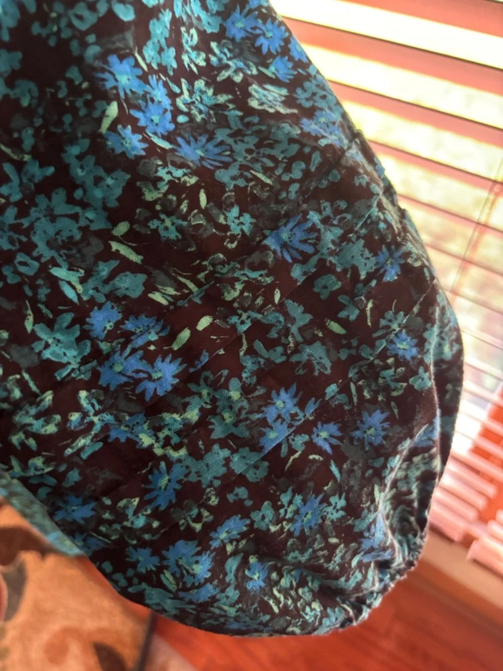 Terra & Sky Dark Teal & Black Floral Long Balloon Sleeve Dress Size 2X